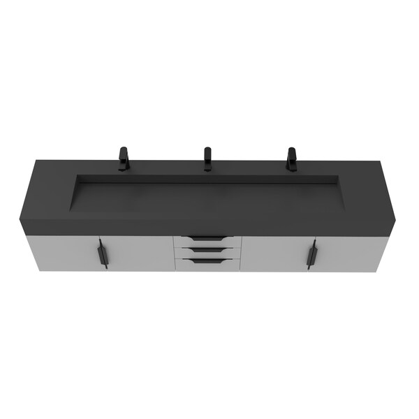 Castello Usa Nile 84-inch Gray Vanity Set with Black Top and Black Handles CB-MC-84G-BL-2053-BL - main
